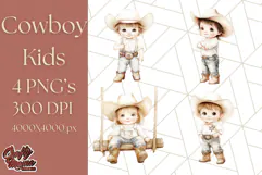 Cowboy Clipart PNG, Kid Western Country Graphic Product Image 1