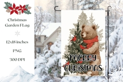 Vintage Christmas Bear Garden Flag Sublimation Product Image 1