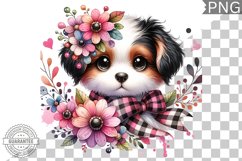Dog With Flowers Sublimation - Clipart PNG Design Product Image 1