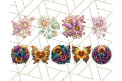 Stained Glass Butterfly and Sunflower PNG Clipart Product Image 2