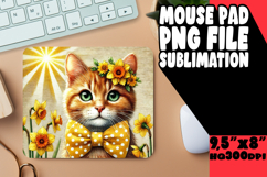 Bright MOUSE PAD Sublimation Art, Cute Cat Product Image 1