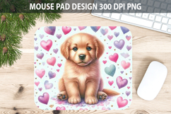 Watercolor Dog Mouse Pad Sublimation - Valentines PNG Product Image 1