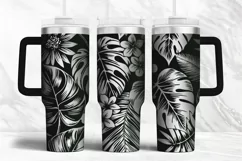 40oz Tumbler laser svg| Monstera Tropic flowers pattern wrap Product Image 1