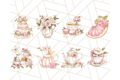 Pastel Tea Set Clip Art PNG with Sweets and Floral Accents Product Image 6