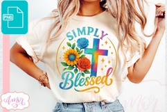 Simply Blessed PNG for sublimation, Christian Cross PNG Product Image 1