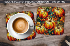 Pumpkin Coaster Sublimation, Halloween Coaster PNG Design Product Image 1