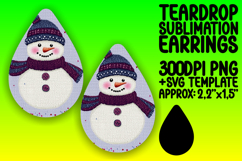 Unique Teardrop Earrings Template for Printing , Snowman Product Image 1