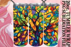 Colorful Stained Glass Tree 20oz Tumbler Sublimation Wrap Product Image 1