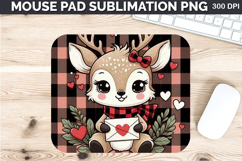 Watercolor Deer Mouse Pad Sublimation - Valentines PNG Product Image 1