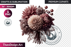 Dark flowers, wedding Florals PNG, Dark Romance Clipart Product Image 1