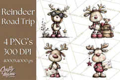 Homespun Christmas Reindeer Roadtrip PNG Clipart Product Image 1