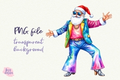 Disco Santa Claus Clipart Groovy Disco Christmas PNG Product Image 3