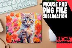 Cute Floral Cat Mouse Pad for Print PNG Product Image 1