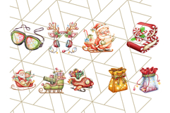 Santa Sleigh Ride Clipart PNG, Flying Reindeer Christmas Art Product Image 2