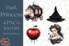 Dark Enchanted Princesses, Gothic Fairy Tale Clipart PNG Product Image 1