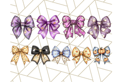 Muted Halloween Bow Clipart, Fall Ribbon PNG Autumn Hair Bow Product Image 2