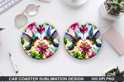 kolibri Car Coaster Sublimation,Valentines Coaster PNG Product Image 1