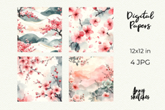 Sakura Blush Digital Paper Watercolor Seamless Pattern Product Image 2