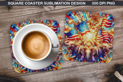 Elephant Coaster Sublimation, 4th Of July Coaster PNG Product Image 1