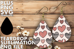 Enchanted TEARDROP Earrings Art PNG, Valentine's Pattern Product Image 1