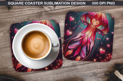 Jellyfish Coaster Sublimation, Valentine Coaster PNG Design Product Image 1