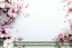 Sakura Background Mockup, Floral Flat Lay Background Design Product Image 1