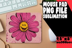 Sunny Retro Bouquet: Mouse Pad Smiling Flower Sublimation Product Image 1