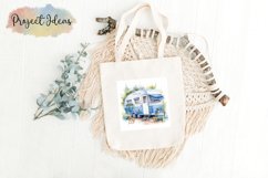 Watercolor Blue Caravan Camping Background |Paper PNG Product Image 3