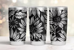 20oz Tumbler laser svg wrap|Sunflowers seamless pattern Product Image 5