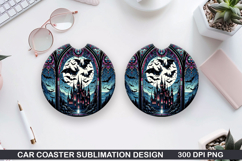 Haunted Bats Car Coaster Sublimation| Halloween Coaster PNG Product Image 1