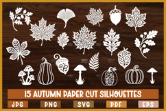 Autumn silhouettes, Autumn leaves paper cut Product Image 1