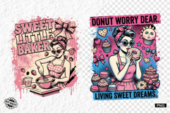 Vintage Summer Girl Baking PNG Product Image 1