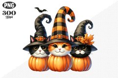 Halloween Cat And Pumpkin Sublimation - Clipart PNG Design Product Image 1