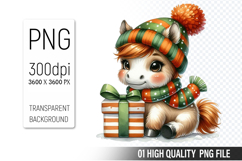Watercolor Christmas Animals Clipart PNG Bundle, 37Designs Product Image 12