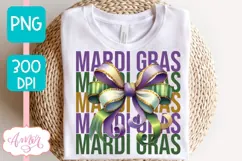 Mardi Gras PNG Sublimation design, Coquette Mardi gras shirt Product Image 5