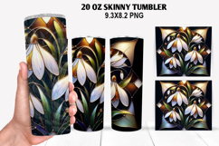Florals Skinny Tumbler 20oz Wrap Design, Winter Tumbler PNG Product Image 1