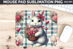 Watercolor Bunny Mouse Pad Sublimation - Valentines PNG Product Image 1