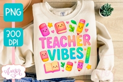 Teacher vibes shirt PNG, Cute Teacher sublimation design Product Image 1