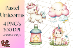 Fairy Tale Unicorn PNG Pastel Magic Clipart, Fantasy Rainbow Product Image 1