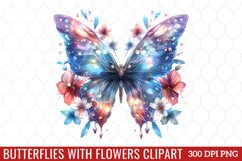 Butterflies With Flowers Clipart Product Image 1