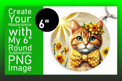 Bright Round Design Coaster PNG , Cute Cat Product Image 1