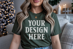 Bella Canvas 3001 Red Christmas Shirt Mockup, Trandy mockup Product Image 1