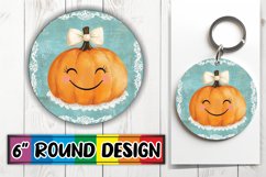 Fall Halloween Pumpkin Wrap Watercolor Round Design PNG Product Image 1