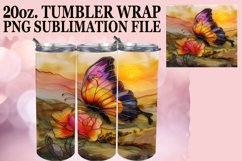 Spring-Inspired Glitter Butterfly Tumbler Wrap 20oz Product Image 1