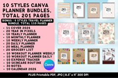 10 Styles Printable Canva Planner Template Bundles Product Image 1