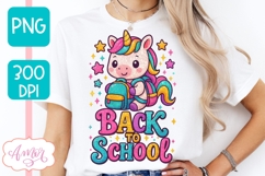 Back to school shirt PNG, Cute unicorn sublimation design Product Image 4