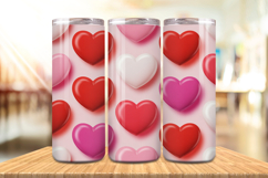 Valentine’s Day 3D Puff Hearts Tumbler Wrap PNG Big Bundle Product Image 5
