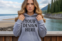 Charcoal Gildan 18500 Hoodie Sweatshirt Mockup, 185 mock up Product Image 1
