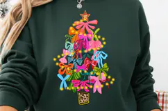 Colorful Coquette Christmas Tree Png, Preppy Christmas Png Product Image 1