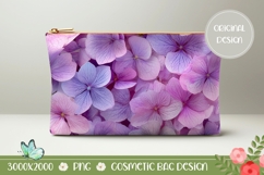 Purple Hydrangea Cosmetic Bag, Floral Bag Template Product Image 1